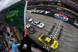 Matt Kenseth leads the field to the start of the Food City 500 at Bristol Motor Speedway. Photo: Sarah Glenn/NASCAR via Getty Images