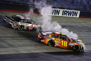 Kevin Harvick's dominant night came to a standstill on lap 310. Photo: Brian Lawdermilk/NASCAR via Getty Images