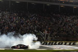 Denny Hamlin burns down the house at the Beast of the Southeast. Photo: Rainier Ehrhardt/NASCAR via Getty Images